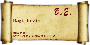 Bagi Ervin névjegykártya
